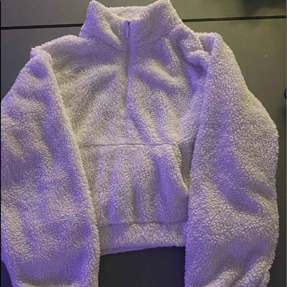 White Aeropostale Cropped Fleece Jacket